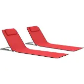 vidaXL Klappbare Strandmatte 2 Stk. Stahl und Stoff Rot