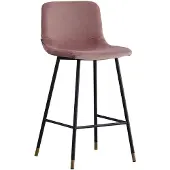 Livin24 Bronx71 Barhocker Samt Mikky 65 - 78 cm rosa
