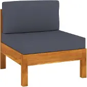 vidaXL Mittelsofa mit Dunkelgrauen Kissen Massivholz Akazie