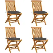 vidaXL Klappstühle mit Anthrazit Kissen 4 Stk. Massivholz Teak