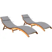 vidaXL Sonnenliegen 2 Stk. mit Auflagen Massivholz Akazie