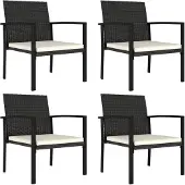 vidaXL Garten-Essstühle 4 Stk. Poly Rattan Schwarz