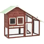 vidaXL Kaninchenstall Mokka und Weiß 140x63x120 cm Tanne Massivholz