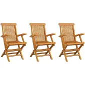 vidaXL Klappstühle, 3er-Set, für Garten und Terrasse, Teakholz