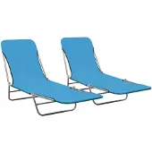 vidaXL Klappbare Sonnenliegen 2 Stk. Stahl und Stoff Blau