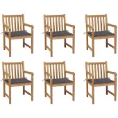vidaXL Gartenstühle 6 Stk. mit Anthrazit Kissen Massivholz Teak