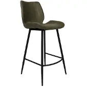 Livin24 Barhocker Leder Barrel olivgrün 69 cm