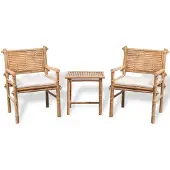 vidaXL 3-tlg. Bistro-Set mit Auflagen Bambus