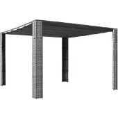 vidaXL Pavillon mit Dach Poly Rattan 300x300x220 cm Grau und Anthrazit