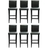 vidaXL Barshocker 6 Stk. Schwarz Kunstleder