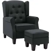 vidaXL Sessel mit Fußhocker Dunkelgrau Stoff