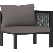 vidaXL Sofa-Eckelement mit Linker Armlehne Poly Rattan Anthrazit