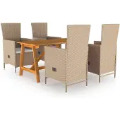 vidaXL 5-tlg. Garten-Essgruppe Beige