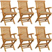 vidaXL Klappstühle mit beigen Kissen, 6-teilig, Massivholz Teakholz