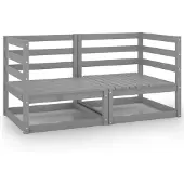 vidaXL Garten-Ecksofas 2 Stk. Grau Massivholz Kiefer