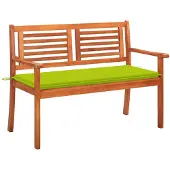 vidaXL 2-Sitzer-Gartenbank mit Auflage 120 cm Massivholz Eukalyptus