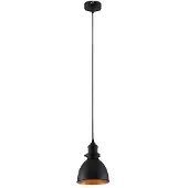 LINDBY Pendelleuchte Jasminka, schwarz/gold, Metall, 1-flg.