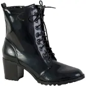 The Divine Factory Schwarze Synthetik Stiefeletten mit Schnürverschluss und Blockabsatz