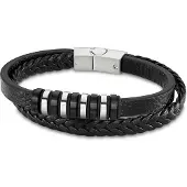 Lotus Armband "Urban Man", schwarz (schwarz, edelstahlfarben), Armbänder, 22cm, Edelstahl Kautschuk Leder, Edelstahl, Kautschuk, Leder, Armband