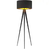 LINDBY Stehlampe Benik, Tripod, Textil, schwarz/gold, 153cm