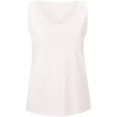HEINE Shirttop "Shirttop Shirttop mit Spitzen-Applikation", Damen, Gr. 40, rosa (ecru), Jersey, , Modisch, Rundhals, Tops Shirttop