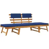 vidaXL Gartenbank mit Auflagen 2-in-1 190 cm Massivholz Akazie
