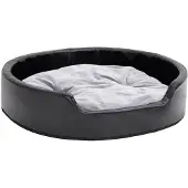 vidaXL Hundebett Schwarz-Grau 79x70x19 cm Plüsch und Kunstleder