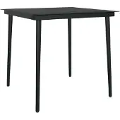Natur24 vidaXL Garten-Esstisch Schwarz 80x80x74 cm Stahl und Glas