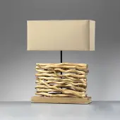ONLI Tischlampe Marica, Stoffschirm und Holz, Höhe 50cm