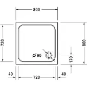 Duravit Quadrat-Duschwanne D-Code 80x80x8,5cm, Antislip, weiß