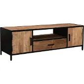 LivingFurn - TV-Möbel Stabil 160 cm - Mangoholz / Beschichteter Stahl