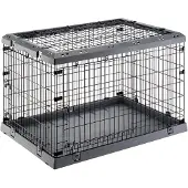 Ferplast Superior, Fester Transportbox, Haustiertransportbox, Hund, 40 kg, Ober-, Vorderseiten- & Seitenbefüllung, Grau