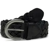 Tom Tailor Flechtgürtel "TTLISA", Damen, Gr. 80, schwarz, Rindsleder, Gürtel Flechtgürtel, 4 cm breiter Damengürtel, Flechtledergürtel, modisches Must-Have