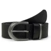Tom Tailor Ledergürtel "TTSANDRA", Damen, Gr. 95, schwarz, Büffelleder, unifarben, Gürtel Ledergürtel, 3,5 cm breiter Damengürtel, genarbte Oberfläche, Schließe silberfarben