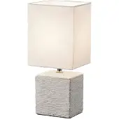 TRIO Keramik Tischleuchte eckig 29cm hoch mit Stofflampenschirm 13x11cm in Weiß E14
