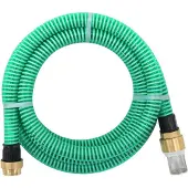 vidaXL Saugschlauch mit Messing-Anschlüssen Grün 1,1" 7 m PVC - Gartenschläuche