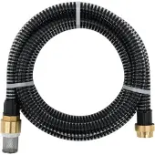 vidaXL Saugschlauch mit Messing-Anschlüssen Schwarz 1,1" 7 m PVC - Gartenschläuche