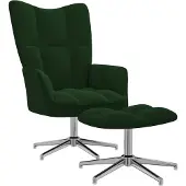 vidaXL Relaxsessel mit Hocker Dunkelgrün Samt