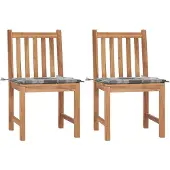 vidaXL Gartenstühle 2 Stk. mit Kissen Massivholz Teak