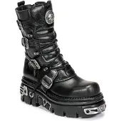 New rock Plateaustiefel "Plateau Boots M-373-S4", Damen, Gr. 46, Normalschaft, schwarz, Obermaterial: 100% Rindnappaleder CNA., Schuhe Plateaustiefel, Handgefertigt, Made in Spain
