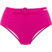 Sunseeker Highwaist-Bikini-Hose "Loretta", Damen, Gr. 42, N-Gr, pink, Polyamid, Strukturmuster, unifarben, Badehosen Highwaist-Bikini-Hose, mit Ziergürtel