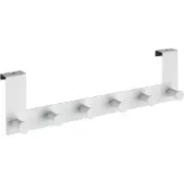 Wenko Hakenleiste "Celano", weiß, B:39cm H:11cm T:5,5cm, Stahl, Hakenleisten, Hakenleiste, 6 Haken, für Türfalzstärken bis 2 cm, BxTxH: 39x7,5x11 cm