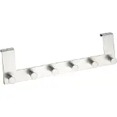 Wenko Türhaken "Modell Celano", silber (silberfarben), B:5cm H:11cm L:39cm, Edelstahl, Haken, Türhaken, Türgarderobe, Hakenleiste mit 6 Haken