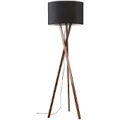 LUCANDE Stehlampe Auriane, Tripod, schwarz, Stoff, 160 cm