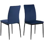 Ebuy24 Weyer Polsterstuhl aus Samt in Blau mit Schwarzem Metallgestell
