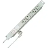 Kopp 930504014 PROFIversal 5-fach, Steckdosenleiste in Schutzkontakt-Ausführung, mit Geräteschutzfilter, 19”, 2m Zuleitung, Farbe: aluminium