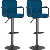 vidaXL Barhocker 2 Stk. Blau Samt