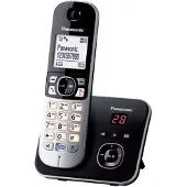 Panasonic KX-TG6821, DECT-Telefon, Kabelloses Mobilteil, Freisprecheinrichtung, 100 Eintragungen, Anrufer-Identifikation, Schwarz