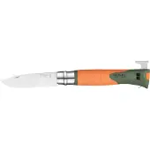 Opinel No. 12 Explore 002454 Orange, Bushcraft-Taschenmesser mit Zeckenzange