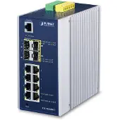 Planet Industrial L2 Managed Switch 8-Port 10/100/1000T 4-Port 100/1000X SFP, Managed, L2+, Gigabit Ethernet (10/100/1000), Vollduplex, Wandmontage